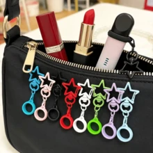 Porte-clés pour cigarette électronique, rouge à lèvres, baume à lèvres - support portable pratique pour cigarette électronique, rouge à lèvres, avec design étoilé, anneau en silicone réglable pour maintenir les articles en place, accessoire à la mode pour éviter de perdre la cigarette électronique, le rouge à lèvres, le baume à lèvres - Porte-clés étoile créatif - Voir 2