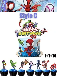 Bộ 13 món phụ kiện trang trí bánh kem hình Người Nhện Marvel, dùng cho tiệc sinh nhật, biển hiệu trang trí bánh sinh nhật cho bàn tráng miệng, phụ kiện chụp ảnh kỷ niệm khi làm bánh. - Hình trang trí bánh hình con nhện - Xem 10