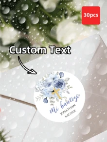 1/30/60/120 Pcs Customized Baptism Stickers, Customizable Name Date Round Waterproof Labels, Baptism Invitation Seals, First Communion Stickers - Multicolor - View 43