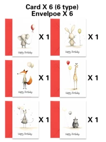 12张可爱动物气球空白生日贺卡、感谢卡、邀请卡、节日礼物 - A - 查看 11