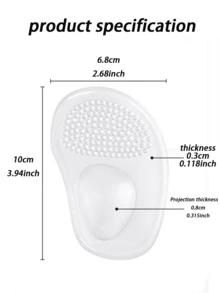 1 Pair Forefoot Cushion Insoles, Women's Anti-Slip Silicone Shoe Pads, Relieve Foot Pain, Suitable For High Heels, Sandals, Gel Insoles - Transparent Silicone - View 5