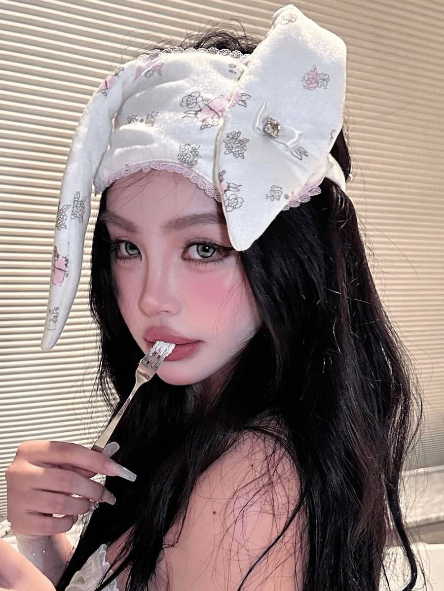 Mặt nạ ngủ tai thỏ, băng đô kiểu hoạt hình dễ thương dùng để rửa mặt, giảm mệt mỏi, giúp ngủ ngon giấc. - Mặt nạ mắt hình thỏ - Xem 1