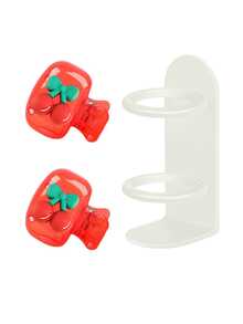 Wall Mounted Toothbrush Holder, No Drilling Required, Cherry Shaped Toothbrush Holder, Cute Cherry Pattern, Compact And Portable Ergonomic Design, Shaver Holder Storage Rack, Toothbrush Storage Rack, Easy To Carry, Protecting Toothbrush Head, Cute Toothbrush Head Storage Rack - Multicolor - View 14