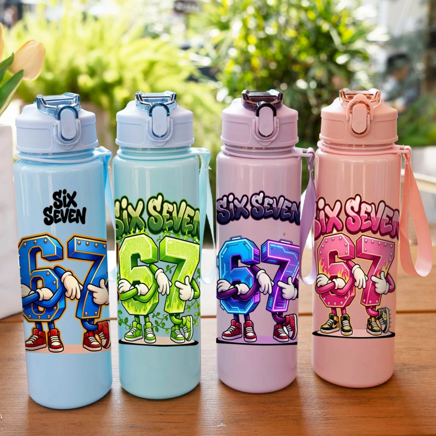 1 pieza Botella de agua de 700ml para niños, vaso de agua para estudiantes, regalo lindo para niños y niñas, mejor regalo, vaso con pajita, adecuado para exteriores, escuela, campus, deportes, vuelta al cole, temporada de graduación, vaso portátil - Multicolor - Ver 1