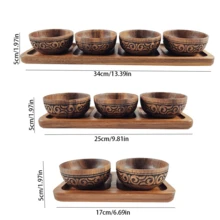 Hộp đựng trái cây khô bằng gỗ hồng mộc (5 chiếc/4 chiếc/3 chiếc/1 chiếc), đĩa ăn nhẹ trà chiều bằng gỗ, khay đựng hạt xếp chồng được, đĩa trái cây kiểu Trung Quốc, khay phục vụ. - màu nâu - Xem 11