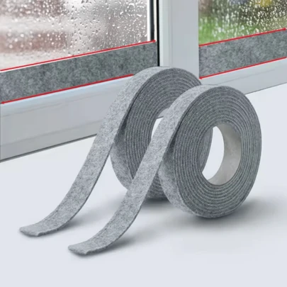 1 rollo de 200 cm/400 cm Pegatina absorbente para ventanas de vidrio, tira autoadhesiva antivaho gruesa, cinta autoadhesiva de fieltro para sellar ventanas y puertas, fácil de instalar y limpiar, mantiene la ventana limpia y seca