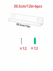 12-Inch Vinyl Record Wall Mount Shelf, Vinyl Record Storage And Display Rack, Transparent Acrylic Floating Shelf For Wall Decor, Bookshelf, Magazine Rack, Photo Frame - Clear - View 7
