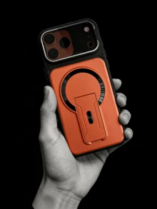 Ốp lưng điện thoại từ tính với giá đỡ đa chức năng ẩn, tương thích với iPhone 17 Air 16 15 14 13 12 11 Pro Plus Max, Galaxy S26 25 24 23 Ultra FE A30 A56 A37 A57 A06 A16 A07 A17, kèm theo miếng dán bảo vệ ống kính. - trái cam - Xem 4