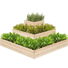 Butterslay 3-Tier Raised Garden Bed Vertical Multi-Level Wooden Elevated Planter Open-Bottom Elevated Garden Planter Raised Flower Bed For Balcony Patio Backyard Greenhouse, Wood - 花盆架 - 查看 9