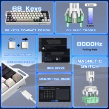 ATTACK SHARK Magic-Refiner X68HE 8KHz Rapid Trigger Mechanical Gaming Keyboard,60% Wired,Hall Effect Magnetic Switch,Adjustable Actuation,RGB Backlit,Snap Tap, RGB Backlit For PC/Mac - View 8