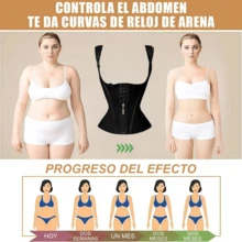 corset mujer,Fajas colombianas para mujer, corsé reductor de doble compresión con varillas, cremallera ajustable y corchetes, para moldear el vientre y estilizar la figura,Faja con cremallera en la entrepierna, ideal para el uso diario o para diversas ocasiones femeninas. - Negro - Ver 7