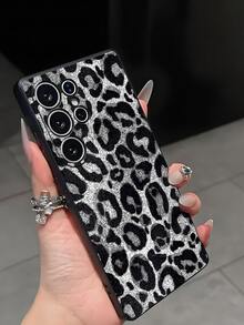 1 chiếc ốp lưng điện thoại cao cấp màu xám trắng đen in họa tiết da báo, chống sốc và chống trượt, tương thích với iPhone, Honor, Galaxy. - màu đen - Xem 2