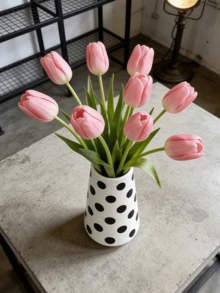 1pc New Black Polka Dot Ceramic Vase, New Chinese Style Decor, Living Room Flower Vase, Foyer Decoration, Retro Peony Vase, Oriental Black And White Porcelain Aesthetics Home Decor Glass Vase - Dots - View 8