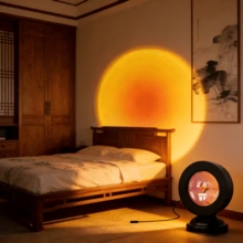 xoddi Mini Sunset Wall Projector Lamp Soft Glow LED Night Light Stylish Room Decoration For Living Room Bedside Party Decor - 橘色光 - 查看 5