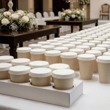 100/50个纸杯套，热饮杯套，一次性防尘套，饮料套，适用于咖啡馆、酒店、夜总会、酒吧和咖啡店，白色纸杯套。 - 彩色 - 查看 1
