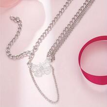 Fashionable Versatile Metal Butterfly Tassel Waist Belt For Women - Silver - View 2