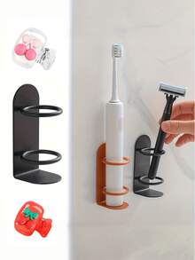 Wall Mounted Toothbrush Holder, No Drilling Required, Cherry Shaped Toothbrush Holder, Cute Cherry Pattern, Compact And Portable Ergonomic Design, Shaver Holder Storage Rack, Toothbrush Storage Rack, Easy To Carry, Protecting Toothbrush Head, Cute Toothbrush Head Storage Rack - Multicolor - View 2