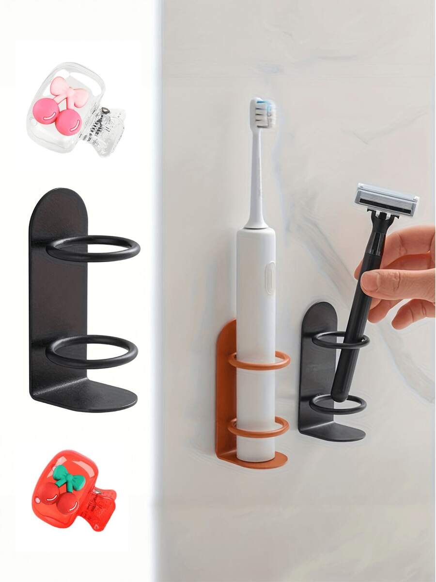 Wall Mounted Toothbrush Holder, No Drilling Required, Cherry Shaped Toothbrush Holder, Cute Cherry Pattern, Compact And Portable Ergonomic Design, Shaver Holder Storage Rack, Toothbrush Storage Rack, Easy To Carry, Protecting Toothbrush Head, Cute Toothbrush Head Storage Rack