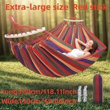 1pc Thick Outdoor Hammock With Wooden Rods - Reinforced Nylon Rope, Suitable For Yard, Garden, Park - Double Person Hanging Chair Swing, Balcony Multifunctional (Frame Not Included) - A - View 3