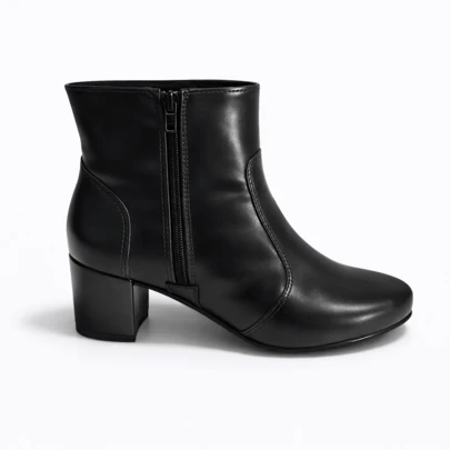 Bota Feminina Cano Curto Salto Bloco Médio 5cm Confortável Elegante Moderna Casual  Estilos