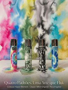 Clipper Original Refillable Lighter Hippie Moment Collection Kit Of 4 Units Clipper Maxi Collectible Lighter  Colorful Retro Vintage Hippie Design Replaceable Flint Premium Portable Lighter Accessory Reusable Style High Quality Clipper Original Unique Exclusive - 4 個 Clipper Hippie Moment 打火機 - 查看 1