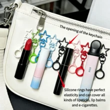 Porte-clés pour cigarette électronique, rouge à lèvres, baume à lèvres - support portable pratique pour cigarette électronique, rouge à lèvres, avec design étoilé, anneau en silicone réglable pour maintenir les articles en place, accessoire à la mode pour éviter de perdre la cigarette électronique, le rouge à lèvres, le baume à lèvres - Porte-clés étoile créatif - Voir 6
