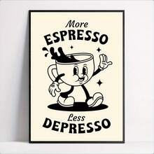 More Espresso, Less Canvas Posters - Artistic Illustration Wall Art For Home Decor - Framed Or Frameless Options Available - For Coffee Lovers & Art Enthusiasts - Perfect Gift For Housewarming & Birthday - Multicolor - View 2