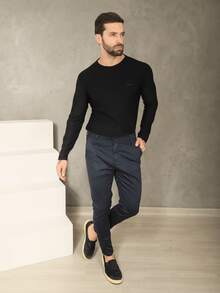 Men's Fine Sport Pants Premium Satin Fabric Tailoring Built-In Pocket - Màu xanh hải quân - Xem 9