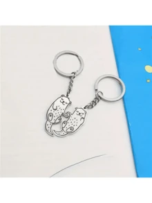 Bộ 2 móc khóa thời trang hình động vật dễ thương, móc khóa xe hơi hình rái cá, móc chìa khóa bằng thép không gỉ, mặt dây chuyền túi xách, quà tặng cho bạn thân, như hình minh họa. - A - Xem 6