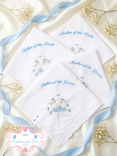 Khăn tay cưới bằng vải lanh ren cá nhân hóa dành cho bố mẹ cô dâu chú rể, quà lưu niệm in chữ theo yêu cầu, quà tặng tiệc cưới, quà kỷ niệm, quà Ngày của Mẹ, quà Ngày của Cha, khăn bỏ túi hàng ngày, quà tặng cho khách dự tiệc cưới, quà ý nghĩa cho bố mẹ chồng/vợ, kỷ vật gia đình.