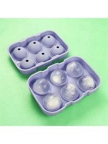 Khay làm đá bằng silicon dẻo và dễ lấy đá ra, 6 ngăn tròn, có thể tái sử dụng. - Màu tím hoa cà - Xem 5