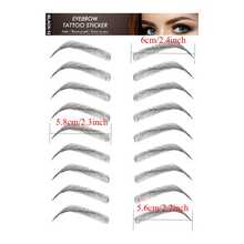 6 tờ, 54 cặp hình xăm lông mày 4D màu đen, chống thấm nước, hình xăm tạm thời, dán tạo hình lông mày theo kiểu cong. - màu đen - Xem 3