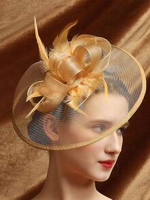 1 Stück Feder Fascinator Hut mit Clip, Cocktail-/Teegesellschaft Kopfbedeckung für Frauen, geeignet für Mädchen und Damen, ganzjährig, Haarzubehör, Derby Hut/Mini Hut/Fascinator/Mini Zylinder/Mini Baskenmütze, Schulmaterial, Geschenke, Hochzeit, Abendparty - A - Übersicht 5