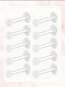 10入 16/18G 透明 Bioflex 運動工作用唇環式穿刺固定器 塑料透明穿刺耳釘 適用耳輪、耳屏、唇部、Medusa、Monroe，6-12mm - 圓頭透明 - 查看 11