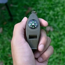 1pc 4-In-1 Multifunctional Survival Whistle With Compass, Thermometer, Magnifier, Whistle, Compact Portable Outdoor Tool For Camping, Hiking, Climbing, Fishing, Can Be Used As Keychain - Multicolor - View 10