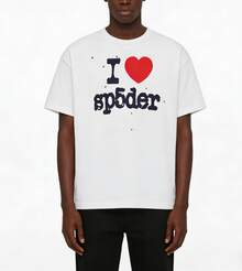 Sp5der Worldwide Web Tee Pink Green Spider Web Print T-Shirt Streetwear Hip Hop Oversized Top - 白色 - 查看 8