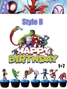 Bộ 13 món phụ kiện trang trí bánh kem hình Người Nhện Marvel, dùng cho tiệc sinh nhật, biển hiệu trang trí bánh sinh nhật cho bàn tráng miệng, phụ kiện chụp ảnh kỷ niệm khi làm bánh. - Hình trang trí bánh hình con nhện - Xem 2