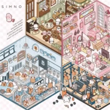 模擬商店管理系列風景貼紙，迷你場景 DIY 手作貼紙，包含蛋糕店、便利店、烘焙店、健身房和甜點房場景，趣味貼紙、可愛貼紙、角色貼紙，理想的生日禮物與開學禮物 - 均碼1 - 查看 8