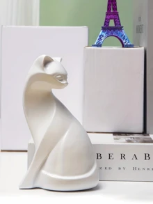 1 Piece Of Elegant Resin Cat Ornament Home Decor Animal Decoration Perfect For Cat Lovers, Fantasy Theme Decorative Sculpture For Indoor And Outdoor Use - 1PC - View 1