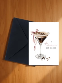 2pcs/Set Oversized Humorous Birthday Card And Envelope Set, Decorated With Watercolor Cocktail Pattern, Gift Card - A - View 21