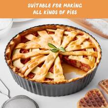Khuôn nướng bánh pizza/bánh ngọt đáy rời 7 inch/8 inch/9 inch, khay nướng bánh pizza/bánh ngọt/món tráng miệng, đĩa nướng bánh tròn có rãnh, có thể tái sử dụng, chịu nhiệt, bền chắc. - Nhiều màu - Xem 7