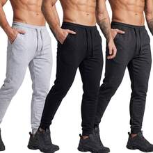 Kit 3 Men's Jogger Sweatpants With Pocket Skinny Plain Lightweight Comfortable - 彩色 - 查看 1