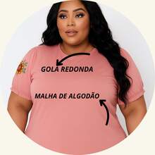 Plus Size Black T-Shirt/Blouse With Floral Silk Screen Print On The Princess Sleeve - 乾枯玫瑰色 - 查看 2