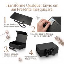 Cardboard Gift Box, Magnetic, Rigid, With Ribbon, 20x18x8cm, Decorative - 1PC - View 3