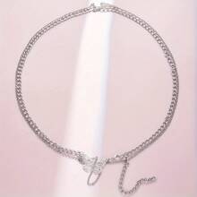 Fashionable Versatile Metal Butterfly Tassel Waist Belt For Women - Silver - View 1
