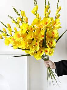1/3/6件裝人造劍蘭花，77cm仿真花，適用於牆面、客廳、臥室、婚禮、派對裝飾、桌面填充、居家、桌面裝飾、廚房、婚禮、桌子、中心裝飾、辦公室、花園、戶外、房屋、庭院裝飾，春夏秋冬裝飾 - 黃色 - 查看 6