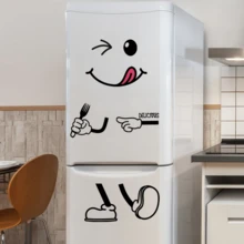 One-Piece Self-Adhesive Decorative Fridge Sticker, With Expression Patterns, Suitable For Fridge Stickers In Bedrooms, Living Rooms And Kitchens. An Interesting And Simple Wall Decoration Art. - 30*40cm - View 3