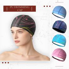 PU Swimming Cap, High Elasticity Soft Waterproof Non-Binding, Unisex Adult Swimming Gear - A - View 1