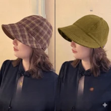 1 chiếc mũ lưỡi trai kẻ caro hai mặt, kiểu dáng cổ điển dành cho người cưỡi ngựa, mũ che nắng dáng suông. - Nhiều màu - Xem 7