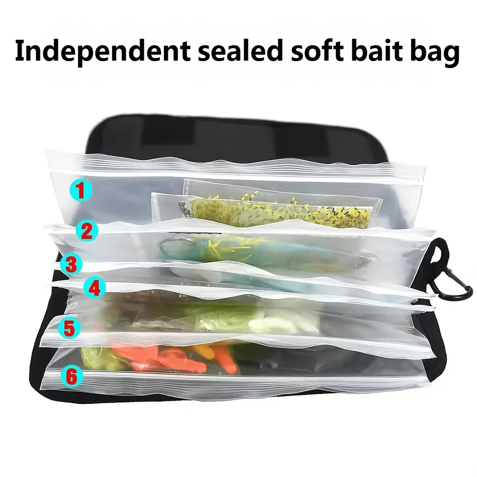 Bolsa de cebo falso Luya, bolsa de cebo suave, bolsa interior de PVC con compartimentos, bolsa de almacenamiento impermeable, accesorios de clasificación de pesca, bolsa de almacenamiento